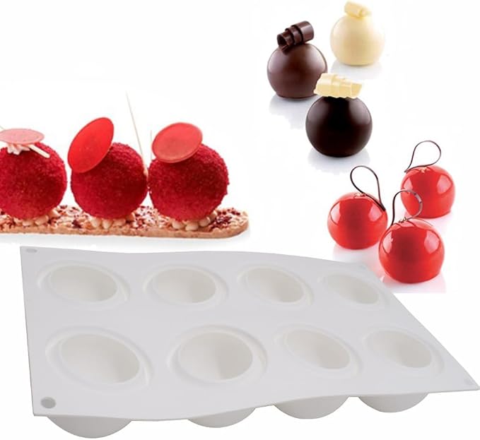 Baking Accessories And Tools Silicone Chocolate Mold Silicon Ball Cake Moulds 3D Half Sphere Candy Truffle Baking Tray (Round D_11.88 X6.96 X1.96inch)