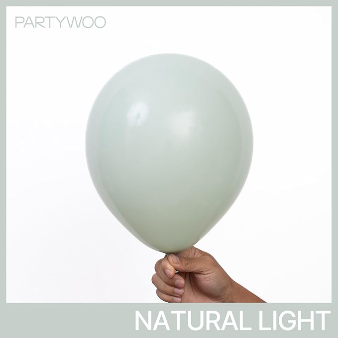 PartyWoo Dusty Green Balloons 100pcs Different Sizes Pack of 18 12 10 5 Inch Sage Olive Eucalyptus Green Boho Neutral Balloon Arch Kit for Jungle Dinosaur Theme Birthday Party Decorations Green-F35