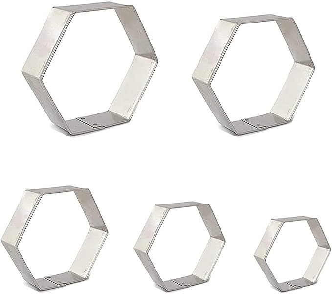 5 Pieces Assorted Sizes Hexagon Shapes Biscuits Cookie Cutter Set for Biscuits Cake and Sandwiches Shapes