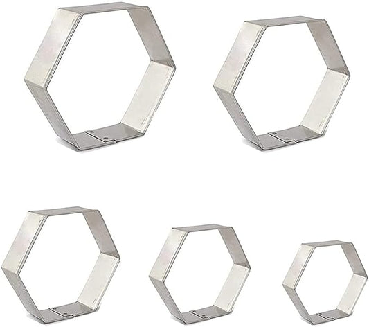 5 Pieces Assorted Sizes Hexagon Shapes Biscuits Cookie Cutter Set for Biscuits Cake and Sandwiches Shapes
