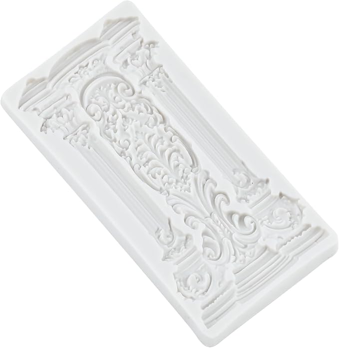 European Vintage Roman Column Silicone Mold Baroque Relief Pattern Pillar Fondant Molds for Cake Decorating Cupcake Topper Candy Polymer Clay Chocolate Gum Paste