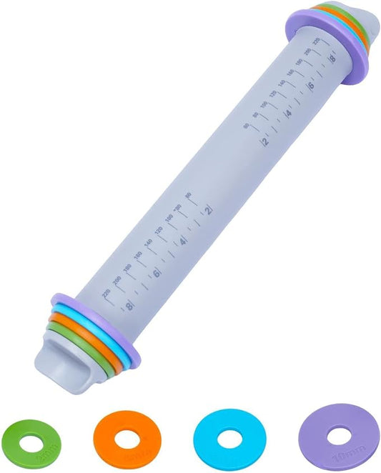 eZAKKA Adjustable Rolling Pin with Thickness Rings, 12inch Clay Pottery for Clay Tools, Pottery Tools with Clay Slab Roller & Clay Guides Sticks