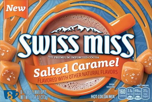 Swiss Miss Salted Caramel Flavored Hot Cocoa Mix, Hot Cocoa Bar Supplies, 1.38 oz., 8-Count Envelopes (Pack of 12)