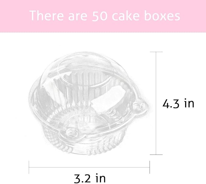 Cupcake Holders Individual,50 PC Cupcake Containers Disposable Clear Plastic Single Muffin Dome Holders Cases Individual Cupcake Boxes Bulk (white, 50 pcs)