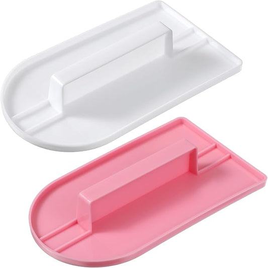 2 Pcs Cake Decoration Icing Smoother, Fondant Smoothing,Plastic Polisher Cake Decorating Tools, Fondant Smoother Set, Icings Scraper Paddle Tool for DIY Cakes (5.7" x 3.1", Pink, White)