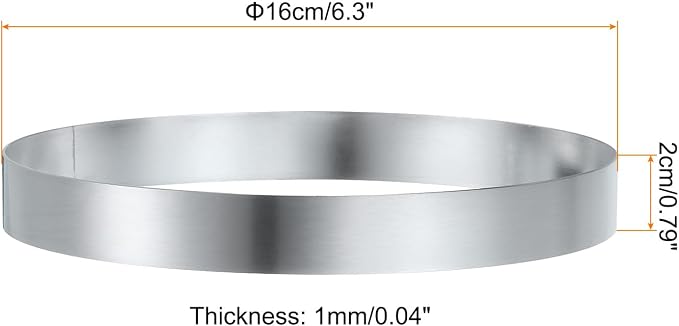 HARFINGTON 2Pcs Round Cake Ring 6.3 x 1 Inch Seamless Stainless Steel Pastry Mousse Dessert Ring Mirror Coating for Baking Cooking English Muffins Crumpet Making Tool