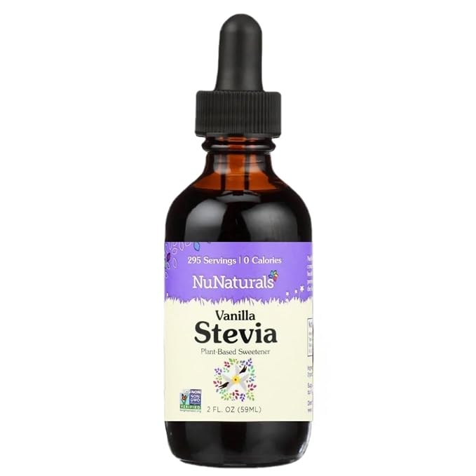 NuNaturals Liquid Stevia, Sugar-Free Sweetener, Plant-Based Sugar Substitute, Zero Calorie, Vanilla Flavor, 2 oz