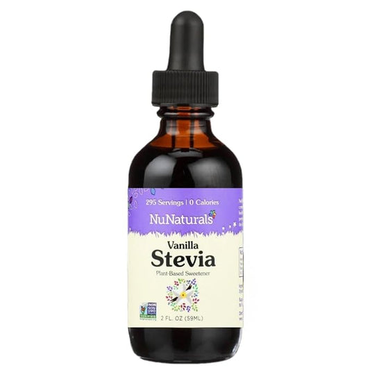 NuNaturals Liquid Stevia, Sugar-Free Sweetener, Plant-Based Sugar Substitute, Zero Calorie, Vanilla Flavor, 2 oz