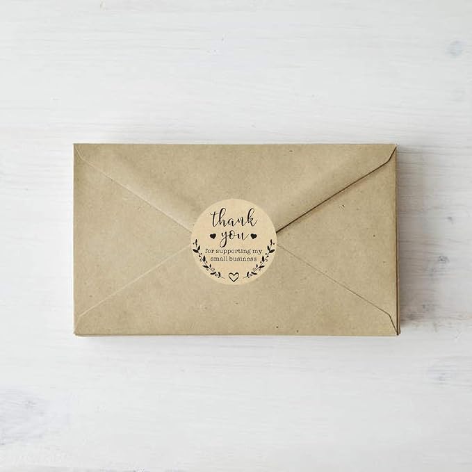 1.5 inch Thank You for Supporting My Small Business Stickers, Kraft Labels Custom Sticker for Bakeries, Crafters & Small Business Owners, 500 Labels Per Roll