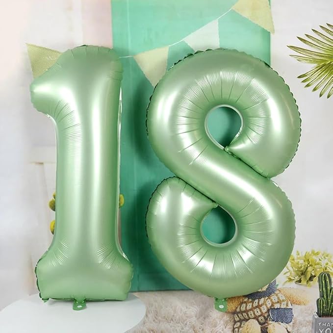 2 Numbers Balloon 40 Inch Olive Green Two Balloon Number Birthday Decor, 2nd 12 21st Party Celebration Decorations Graduations Wedding Baby Shower