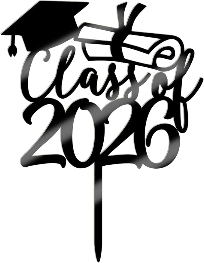 Class of 2026 Congrats Grad Cake Topper Glitter Graduation Party Supplies - High School College Graduates -College Graduate Cake Topper Decorations (Class of 2026 Acrylic black)