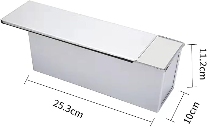 Aluminized Steel Pullman Loaf Pan with Lid, 10x3.93x4.4in, Non-Stick Inside and Out, Commercial Grade, Perfect for Bread Lovers