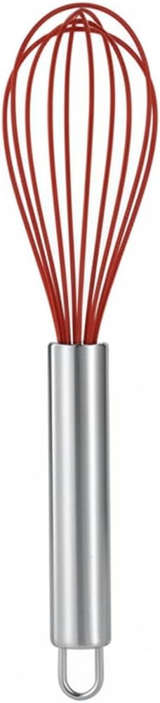 Silicone Whisk, Non-Scratch Coated Wires with Stainless Steel Core for Mixing Batters and Sauces in Nonstick Cookware, 13 Inch (1 PC)