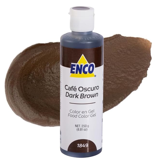 ENCO Food Coloring Gel Dark Brown 8.8 oz (250g) Concentrated, Vegan