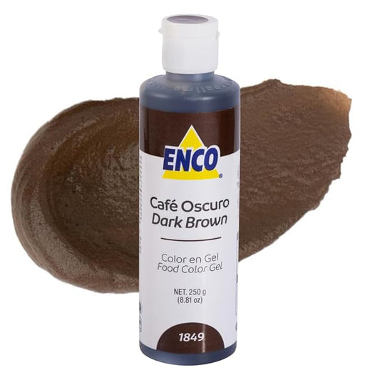 ENCO Food Coloring Gel Dark Brown 8.8 oz (250g) Concentrated, Vegan