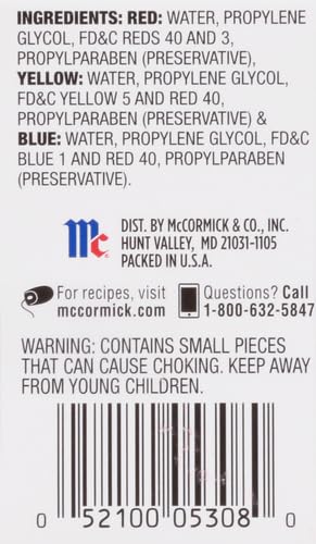 McCormick Assorted Food Colors & Egg Dye, 1.5 fl oz (Pack of 6)