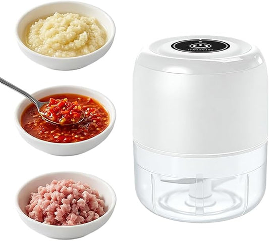 Electric Garlic Chopper, 2026 New Mini Food Processor & Food Chopper for Kitchen, Portable Cordless Garlic Mincer, Rapidly Garlic Minces Ginger Onion Chili Veggie (White，250ml)