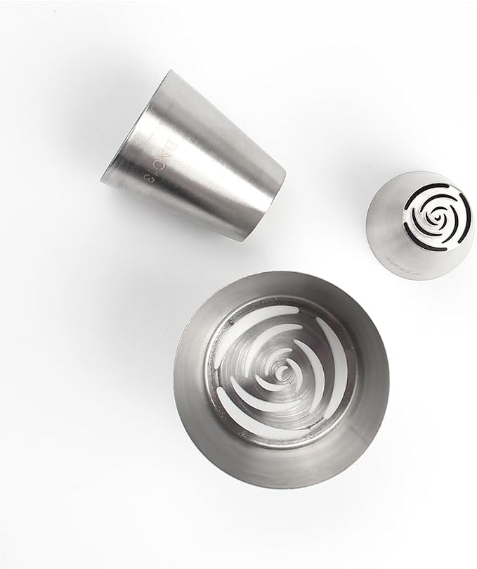 3 Pieces Different Sizes Stainless Steel Russian Rose Flower Icing Nozzles Set for Cake Decorations,1 XXL Russian Tip,1 Medium Tip,1 Small Piping Tip,Pastry Cupcakes Buttercream Baking Tools