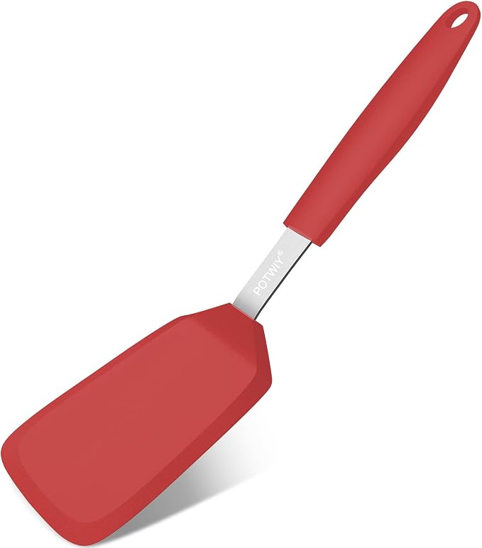Silicone Spatula, 13 x 3.2 In, 600°F Heat Resistant (Red) | Flexible Turner, BPA Free, Non Scratch for Non Stick Frying Pan, Kitchen Cooking, Flipping, Dishwasher Safe