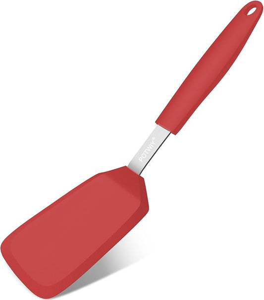 Silicone Spatula, 13 x 3.2 In, 600°F Heat Resistant (Red) | Flexible Turner, BPA Free, Non Scratch for Non Stick Frying Pan, Kitchen Cooking, Flipping, Dishwasher Safe