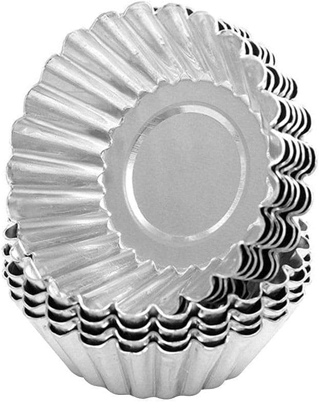 JTLB Egg Tart Mini Aluminum Cake Muffin Tins Pans Non Stick Cupcake Kitchen Reusable Baking Tools (10*Egg Tart M olds)