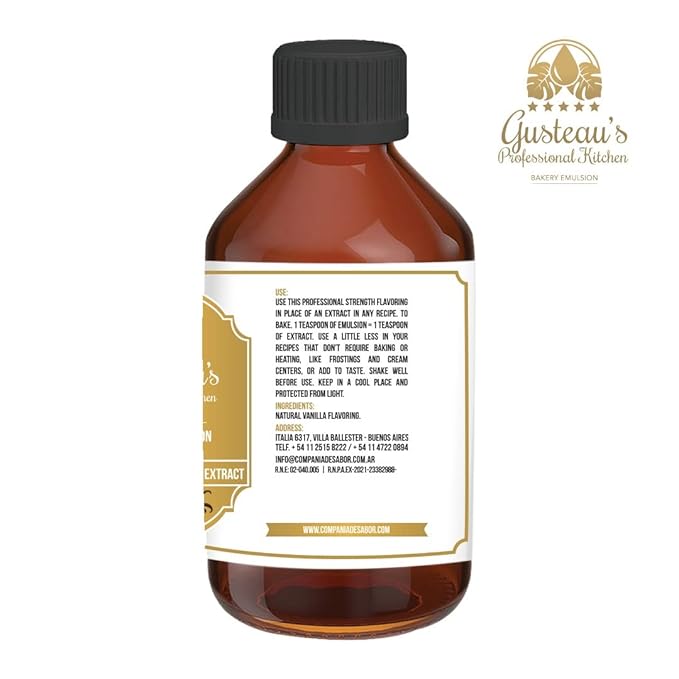 Gusteau's - Clear Vanilla Flavor Bakery Emulsion, 4 fl oz (100ml) Alcohol Free, Sugar Free, Kosher (Vanilla)