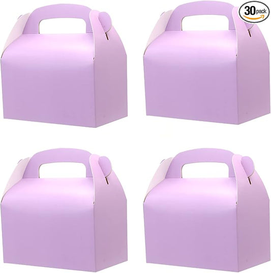 30Pcs Purple Party Favor Treat Boxes Goodie Paper Box with Handles | Gable Gift Boxes Perfect for Purple Birthday Party Baby Shower Decoration Supplies