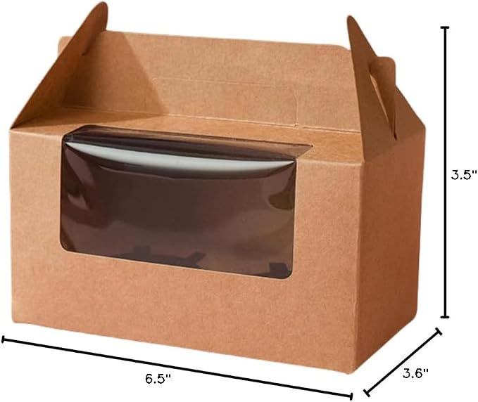 25Pcs Cupcake Containers -2 Holders Individual Cupcake Boxes with Clear Window Inserts and Handle Cupcake Muffins Cupcake Carriers for Birthday Party Wedding Cookies Pastries (Brown)