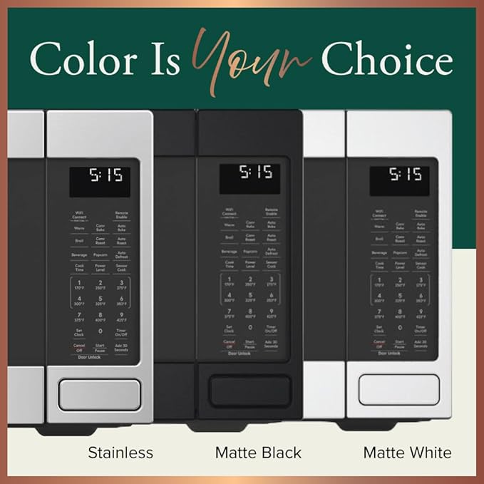 Café ‎CCWK15C1WWM Countertop Convection Microwave Oven with Child Lock Technology, Broil, Auto-Cook, Roast, Defrost, Warm, Scan-to-Cook WiFi-Connectivity, 1000 Watts, 1.5 Cu. Ft, Matte White