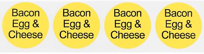 Bacon, Egg, & Cheese Deli Labels 1 Inch 500 Total Adhesive Labels