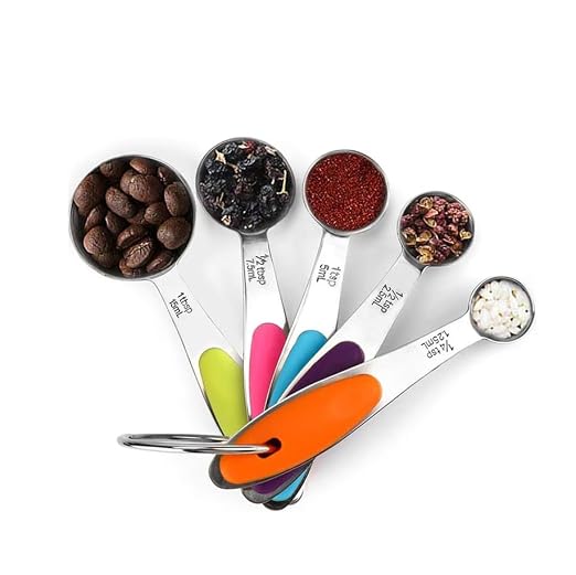 Fsdifly-Stainless Steel Measuring Spoons 5 Piece Stackable Set - Measuring Set for Cooking and Bakin (A)