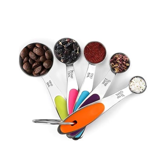Fsdifly-Stainless Steel Measuring Spoons 5 Piece Stackable Set - Measuring Set for Cooking and Bakin (A)