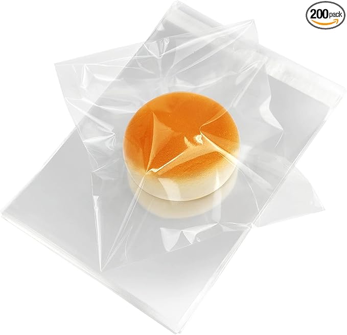 Morepack Self Sealing Cellophane Bags Self Adhesive,5x6 Inches Clear Resealable Cookie Bags for Gift Giving 200Pieces
