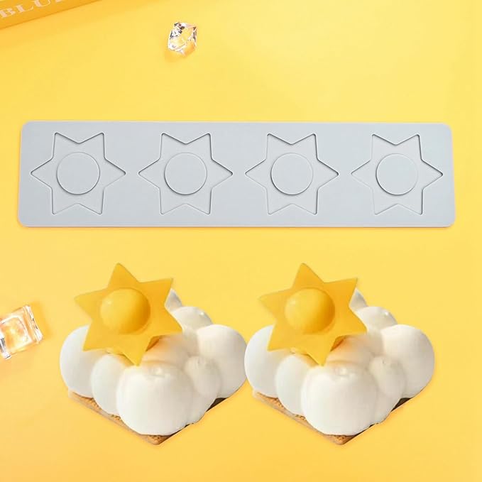 TUKE Star Lace Mat Silicone Mold For Chocolate Epoxy Resin Cake Topper Sugar Craft Baking Cake Lace Decoration Tool DIY Wedding (G_ Star)