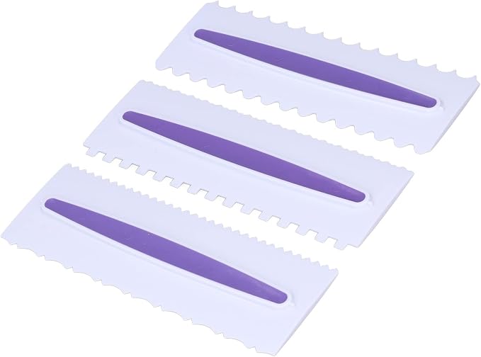 3 Pack Cake Scraper Set Plastic Icing Smoother with Glossy Finish for Cake Decorating Edge Design