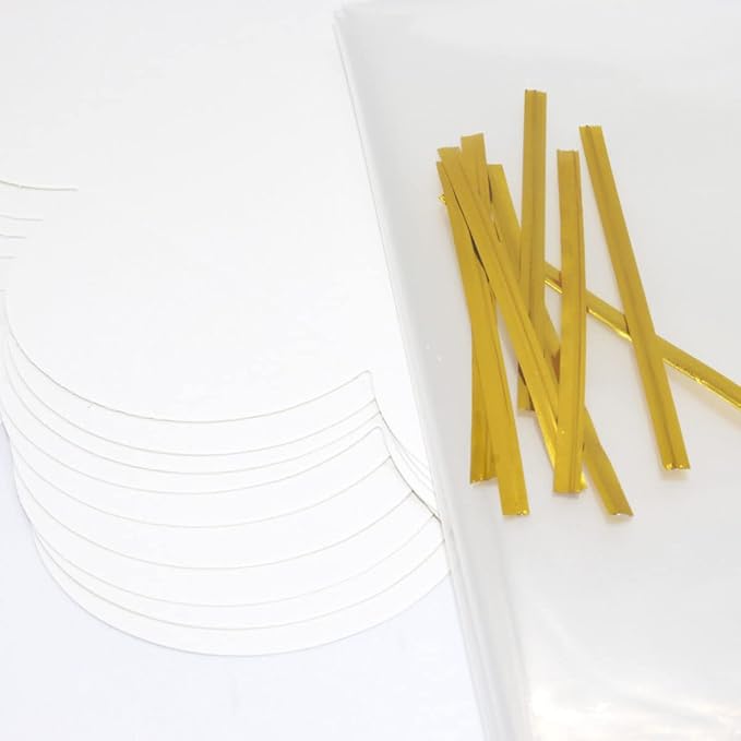 Clear Food Storage Bags for Toast Bread Cookies Candy Chocolate Cake Bakery Gift Packaging Cake Tray and Ribbon, 20 Pack