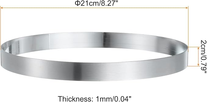 HARFINGTON 2Pcs Round Cake Ring 8.27 x 1 Inch Seamless Stainless Steel Pastry Mousse Dessert Ring Mirror Coating for Baking Cooking English Muffins Crumpet Making Tool