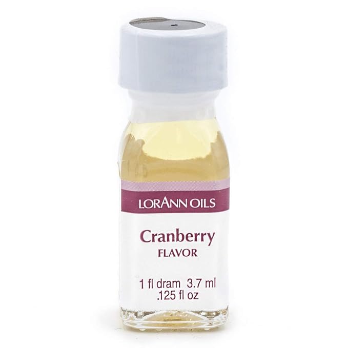 LorAnn Oils Super Strength Flavoring, Used For Candy Making, Flavoring Extracts, Baking, Hard Candy, & Flavor Oils - Bold, Natural Flavors 4X Stronger Than Extracts, Cranberry, Pack of 2, 0.125 fl oz