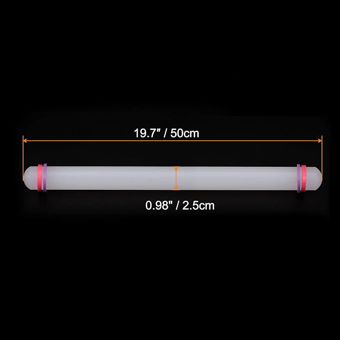 HARFINGTON Fondant Rolling Pin 20 Inch x 0.98 Inch Adjustable Guide Rings Non-Stick PP Plastic Fondant Roller Dough Roller Kitchen Decorating Tools for Cookie Pastry Pizza Clay