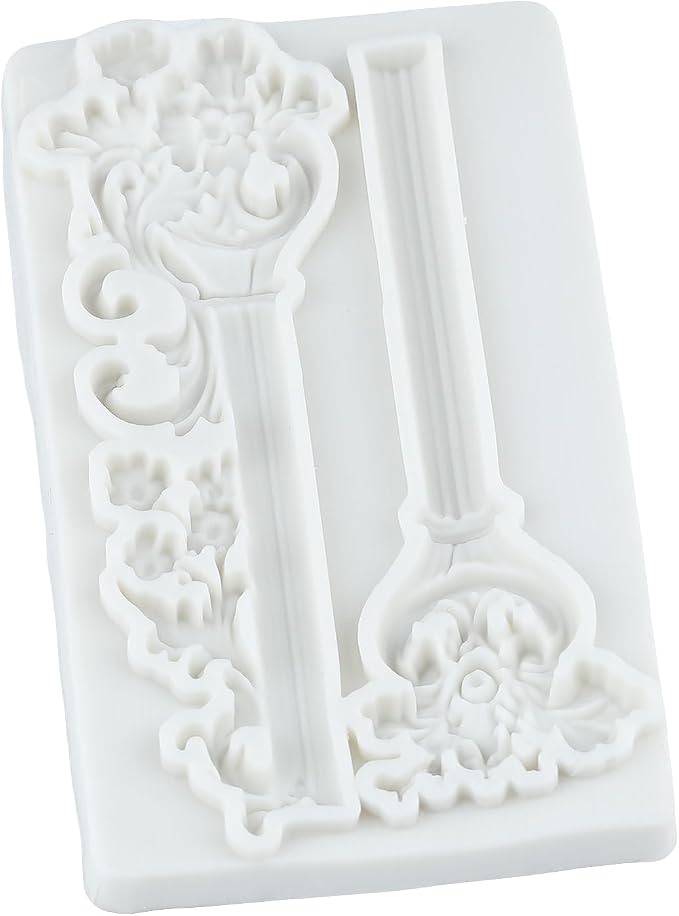 Roman Column Silicone Fondant Mold Baroque Relief Flower Pillars Molds for Cake Decorating Chocolate Cupcake Topper Candy Polymer Clay Gum Paste