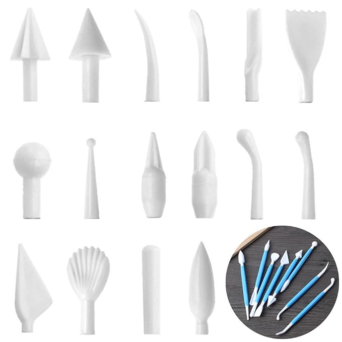 DaKuan Fabulous Cake Scraper Smoother and Fondant Kit - 6 Pcs Decorative Scrapers Polisher and 16 Pcs Modeling and Sculpting Tools
