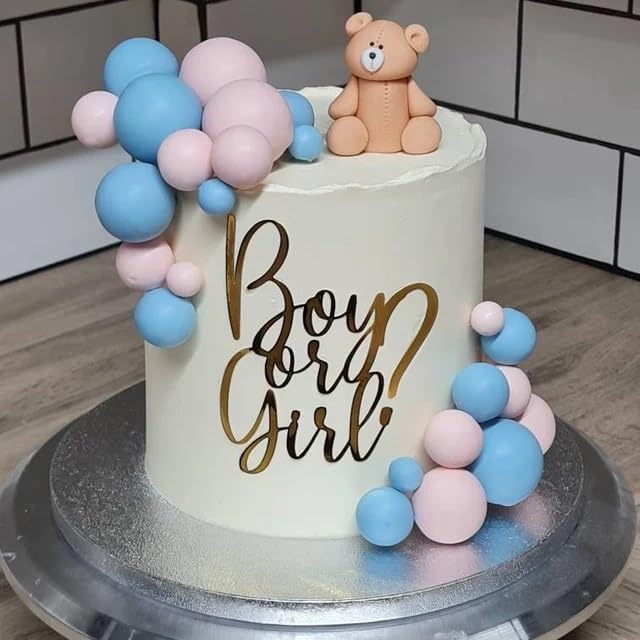 Gold Acrylic Boy or Girl Cake Topper,Gender Reveal Cake Topper for Boys and Girls Gender Reveal Baby Shower Birthday Party Supplies