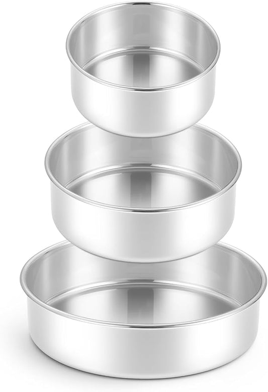 Leonyo 4-7-9 Inch Cake Pans Set of 3, Round Baking Pan Molds Tin, 2In Deep | Bake a multi-layer cake — perfect for celebrating weddings, birthdays, housewarmings, and graduations