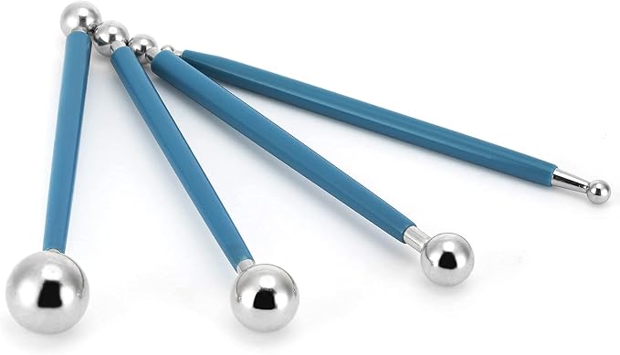 Cake Decorating Metal ball Fondant Pan Flower Clay Sugar Craft Ball Model DIY Tool (Blue)