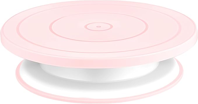 Cake Decorating Turntable 11 Inch Cake Turntable Anti-slip Rotating Cake Stand for Decorating(1pcs Pink)