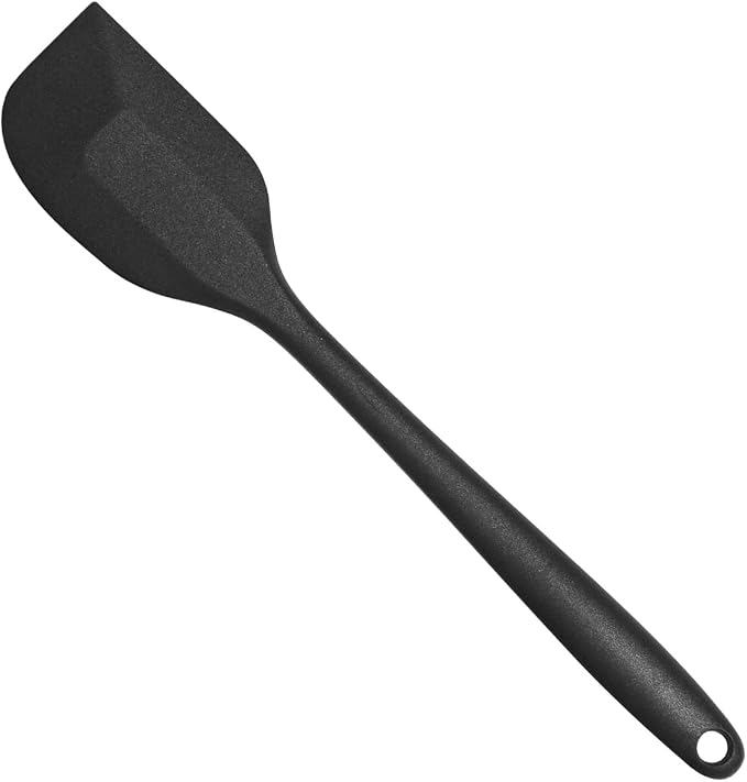 Silicone Spatula, Silicone Spatulas Heat Resistant, Food Grade Rubber Non-Stick Rubber Spatulas with Stainless Steel Core, for Baking, Cooking, Mixing (1, Black, 10.8 x 2 inch)