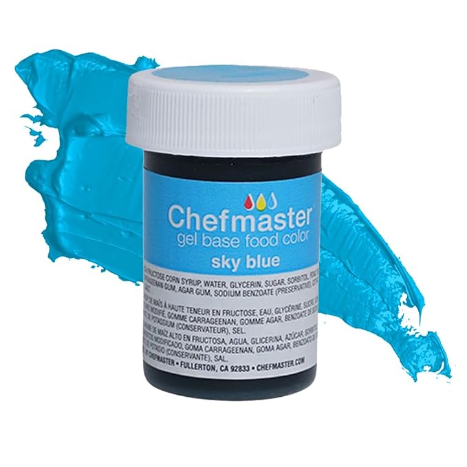 Chefmaster Sky Blue Gel Food Coloring | Vibrant Color | Professional-Grade Dye for Icing, Frosting, Fondant | Baking & Decorating | Fade-Resistant | Easy-to-Use | Made in USA | 1 oz