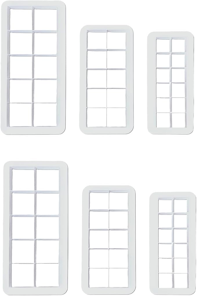 6Pcs White Square Cookie Cutter Set, Geometric Multicutter Square Cake Fondant Cutter, Cookie Cutter Biscuit Cutters Cake Decorating,Baking Tools and Accessories(3 Size）