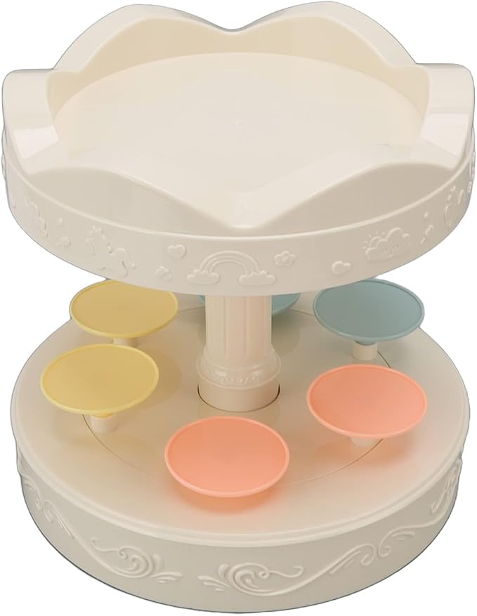 Automatic Rotating Dessert Display Stand, 6 Trays Double Layer Rotating Dessert Machine Cupcake Display Table Swing Tray with Music for Wedding Birthday Party Supplies