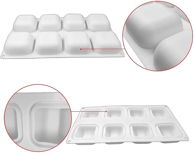 8 Cavity Square Silicone Mold For Doughnut Dessert Baking Pan Ice Cream Biscuit Cake Tools DIY Soap Mould Use Steam Oven